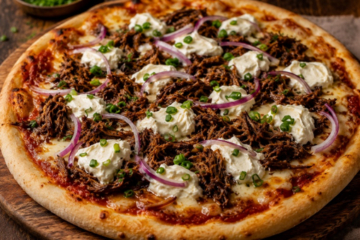 Pizza de costela com cream cheese